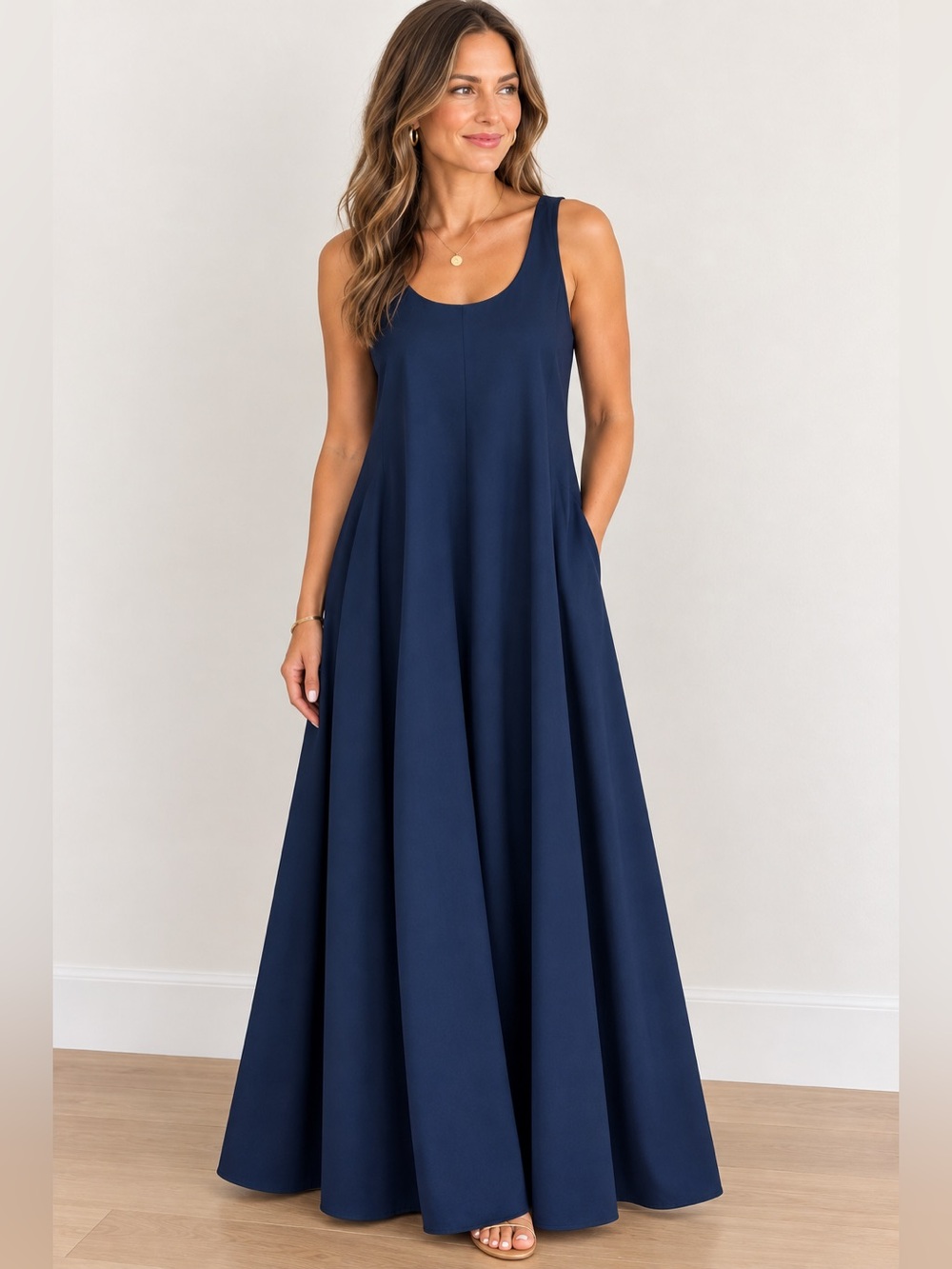Banana Republic Navy A-Line Slip Maxi Dress